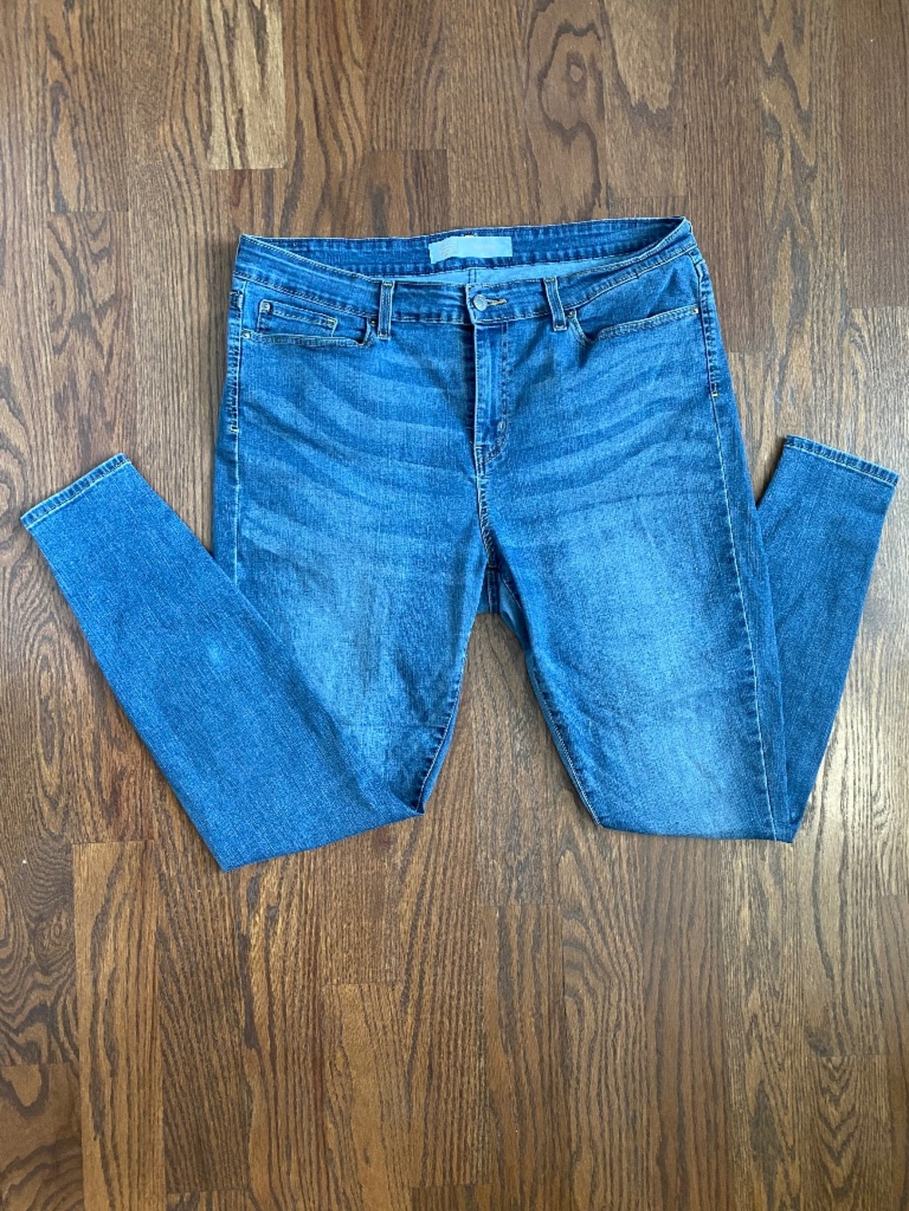 Levi Strauss Signature Gold Mid Rise Skinny Blue Stretch Jeans Size 30x30 Distre